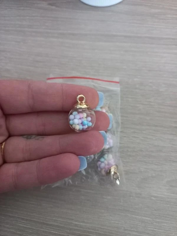 Lot De Pendentifs "Boule Avec Perles Colorées" – photo 2
